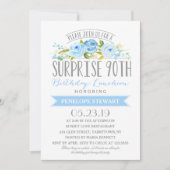 Roos Banner Surprise 90ste verjaardag Luncheon Kaart (Voorkant)