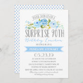 Roos Banner Surprise 90ste verjaardag Luncheon Kaart (Voorkant / Achterkant)