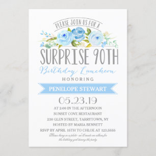 Roos Banner Surprise 90ste verjaardag Luncheon Kaart