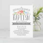 Roos banner | Twin Boy Girl Baptism Invitation Kaart (Staand voorkant)