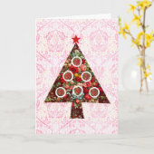  Roos barokachtige kerstboomkaart Kaart (Gele Bloem)