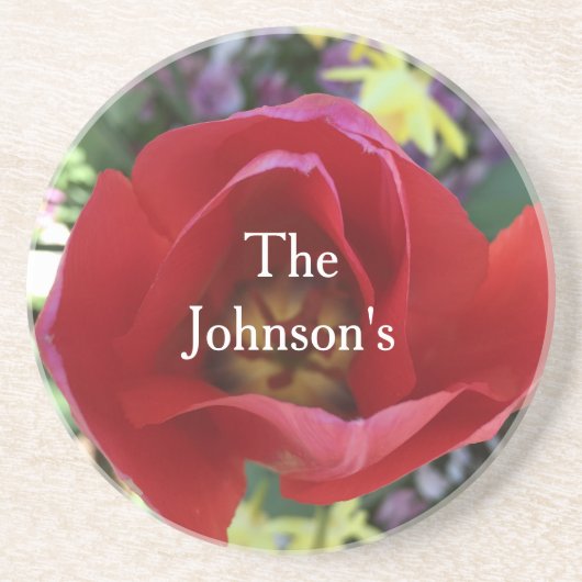 Roos Beauty Zandsteen Onderzetter (Voorkant)