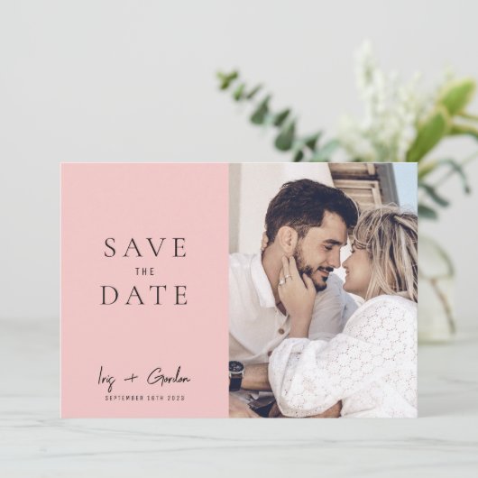 Roos bestemming bruiloft foto Opslaan datumkaart Save The Date (Staand voorkant)