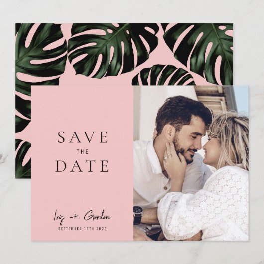 Roos bestemming bruiloft foto Opslaan datumkaart Save The Date (Voorkant / Achterkant)