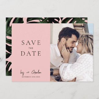 Roos bestemming bruiloft foto Opslaan datumkaart Save The Date