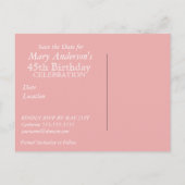 Roos Bewaar de datum 45e verjaardag - Aankondigingskaart (Achterkant)