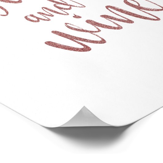 Roos bier en wijn Glitter 8x10 bruiloft Poster (Hoek)