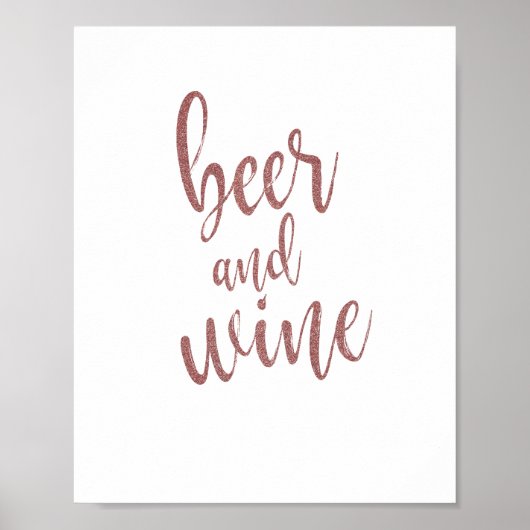 Roos bier en wijn Glitter 8x10 bruiloft Poster (Voorkant)