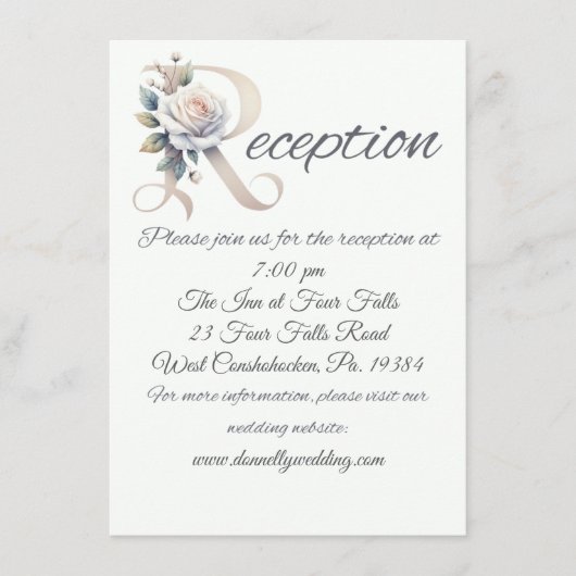 Roos Big R Wedding Receptie Kaart (Voorkant)