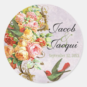  Roos bij vogels, Sticker Seal Save the Date