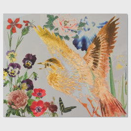 ROOS BIRD BUTTERFLIIES Wrapppapier Cadeaupapier