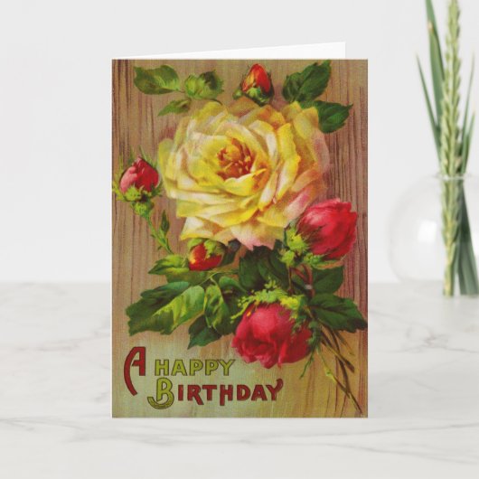 Roos Birthday Greeting Kaart (Voorkant)