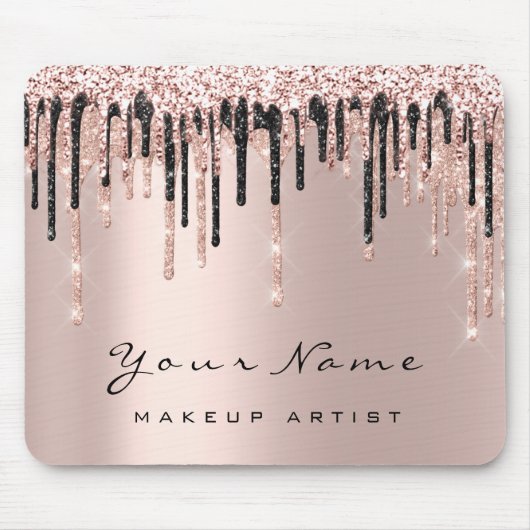Roos Black Blush Glitter Name Makeup Wax Lashes Muismat (Voorkant)