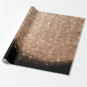 Roos Black Makeup Confetti Glitter Beauty Copper Cadeaupapier (Uitgerold)
