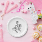  Roos Black White Floral Wedding Flowers Papieren Bordje (Feest)