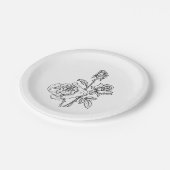  Roos Black White Floral Wedding Flowers Papieren Bordje (Gekanteld)