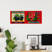 Roos Blackberry-label Poster (Thuiskantoor)