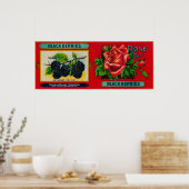 Roos Blackberry-label Poster (Keuken)