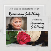 Roos, blad Muziek & Keys Memorial Kaart (Voorkant / Achterkant)