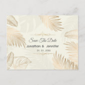 Roos bladgoud en palmboom Bewaar de trouwdatum Aankondigingskaart (Voorkant)