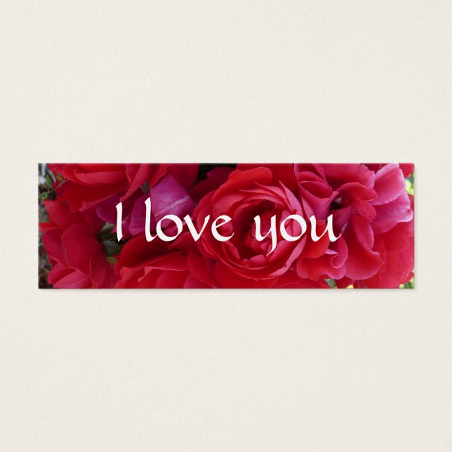 Roos bladwijzer mini visitekaartjes (Voorkant)