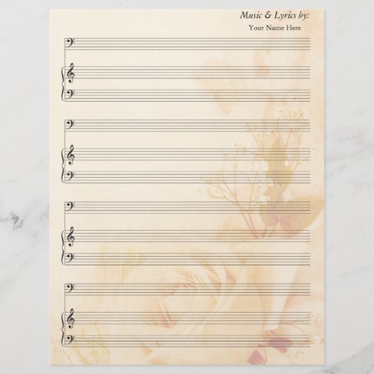  Roos Blank Blad Muziek Bass Clef (Voorkant)
