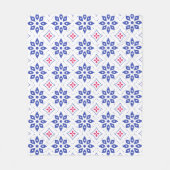 Roos Blauw Bloemblad Petaal Marokkaans Mozaïekpatr Fleece Deken (Voorkant)
