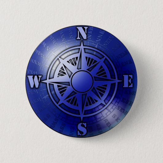 Roos Blauw kompas Ronde Button 5,7 Cm (Voorkant)