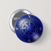 Roos Blauw kompas Ronde Button 5,7 Cm (Voorkant /achterkant)