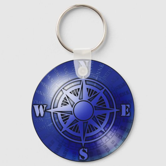 Roos Blauw kompas Sleutelhanger (Voorkant)