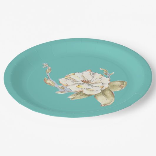 Roos (blauw) op papier Bord 9" (Gekanteld)