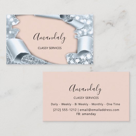 Roos Blauwe 3D Makeup Event Planner Visitekaartje (Voorkant / Achterkant)