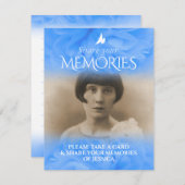 Roos blauwe begrafenis deelt je herinneringskaart informatiekaartje (Voorkant / Achterkant)