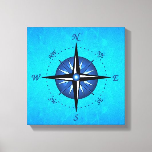 Roos Blauwe kompas Canvas Afdruk (Voorkant)