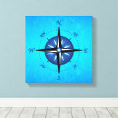 Roos Blauwe kompas Canvas Afdruk (Insitu (Houten vloer))