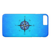 Roos Blauwe kompas Case-Mate iPhone Case (Achterkant (Horizontaal))