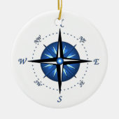Roos Blauwe kompas Keramisch Ornament (Voorkant)