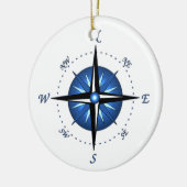 Roos Blauwe kompas Keramisch Ornament (Links)