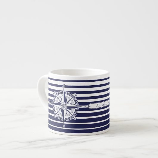 Roos blauwe strepen espresso kop (Links)