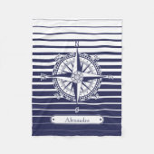 Roos blauwe strepen fleece deken (Voorkant)