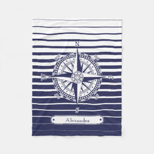 Roos blauwe strepen fleece deken