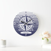 Roos blauwe strepen grote klok (Huis)