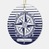 Roos blauwe strepen keramisch ornament (Links)
