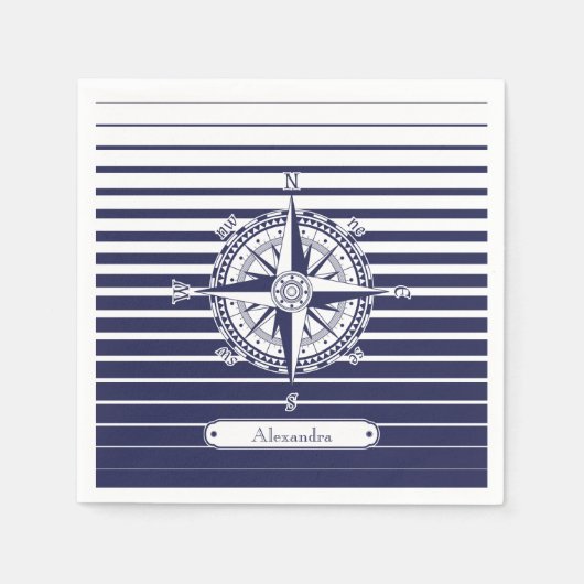 Roos blauwe strepen servetten (Voorkant)