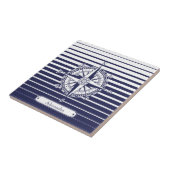 Roos blauwe strepen tegeltje (Zijkant)