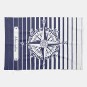 Roos blauwe strepen theedoek (Horizontaal)