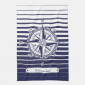 Roos blauwe strepen theedoek (Verticaal)