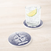 Roos blauwe strepen zandsteen onderzetter (Zijkant)