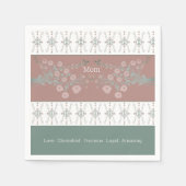 Roos Blauwgroen en roze Servet (Voorkant)