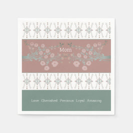 Roos Blauwgroen en roze Servet